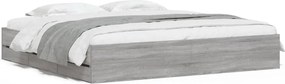 vidaXL Cadru de pat cu sertare gri sonoma 200x200 cm lemn prelucrat