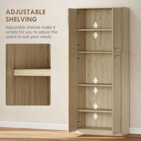 HOMCOM Mobilier de Depozitare cu 2 Dulapuri și Rafturi Reglabile din Lemn Stejar | Aosom Romania