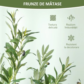 HOMCOM Măslin Artificial Înalt de 180 cm cu 900 Frunze, 40 Măsline și Ghiveci | Aosom Romania