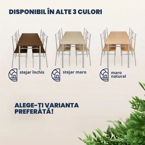 Set de mese de dining PAUL, 5 bucăți, catifea albă Jurhan