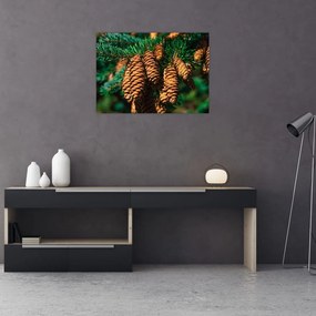 Tablou pe sticlă cu con de brad (70x50 cm)