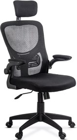 Scaun de birou AERO, brate rabatabile, Mesh + Textil, Negru