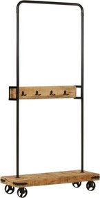 vidaXL Suport pentru haine cu roți 90x35x190cm lemn masiv mango & fier