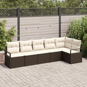 vidaXL Set de canapele pentru grădină 6 pcs Maro Rattan poli