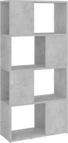 vidaXL Bibliotecă/Separator cameră, gri beton, 60x24x124,5 cm
