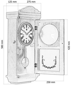 Ceas cu pendul de perete din mahon THESEUS - 60 cm