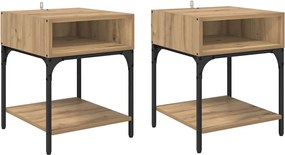 vidaXL Noptieră 2 pcs Stejar Artizanal 40 x 40 x 50 cm Lemn compozit