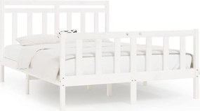 vidaXL Cadru de pat, alb, 160x200 cm, lemn masiv de pin