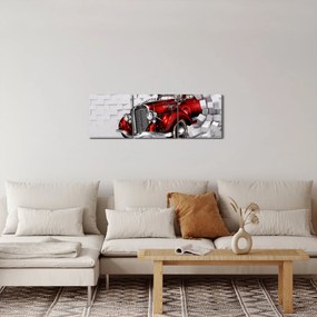 Tablou - Mașină roșie (cu ceas) (90x30 cm)
