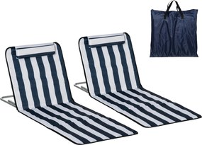 Outsunny Șezlong pliabil cu pernă șezlong de grădină cu spătar reglabil în 5 poziții geantă de transport Albastru | Aosom Romania