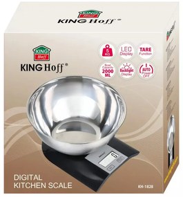 Cantar cu bol Kinghoff KH 1828, 5 kg, Cupa 2 L, LCD display, ТАRА, Negru