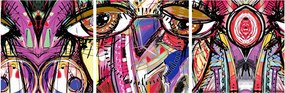 Tablou - Artă stradală - bufniță (cu ceas) (90x30 cm)