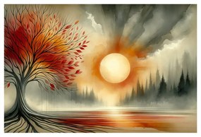 Tablou arborele vieții cu soare de toamnă