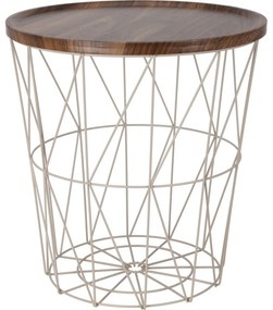 Măsuță din sârmă cu blat din MDF 37 x 39 cm, bej