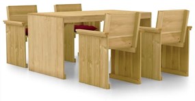 Set mobilier de exterior, 5 piese, lemn de pin tratat Bordo, 1
