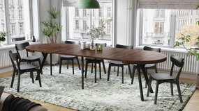 Mazzoni VITO Stejar Maro/picioare negre - MASĂ MARE ROTUNDĂ Ø110 EXTENSIBILĂ PÂNĂ LA 310 cm CU PICIOARE Y LOFT/INDUSTRIALĂ