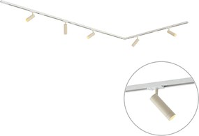 Sistem de iluminat cu șină modern cu 5 spoturi alb cu bej monofazat GU10 35mm - Iconic Jeana Luxe