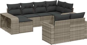 vidaXL Set canapele de grădină cu perne 10 piese gri deschis poliratan