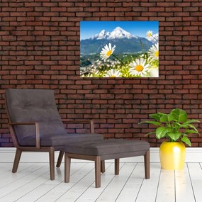 Tablou pe sticlă - Primăvara în Alpi (70x50 cm)