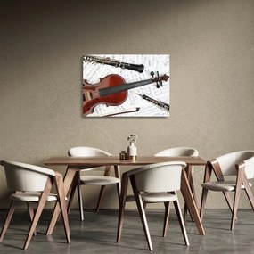 Tablou pe sticlă - Unelte muzicale (70x50 cm)