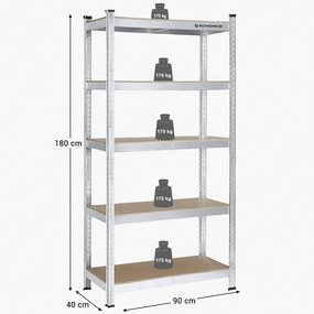 Raft Songmics, 5 rafturi, 40 x 90 x 180 cm, Silver, GLR40SV