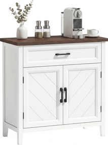 HOMCOM Bufet pentru living, mobilier de depozitare cu 2 uși, sertar și raft reglabil, 76 x 35 x 80 cm, alb | Aosom Romania