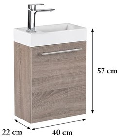 Mobilier de baie fantastic, cu lavoar, în culoarea stejarului York