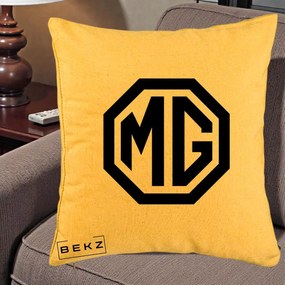 Perna Personalizata cu emblema MG, 40x40 cm, Galben, Husa Detasabila, Perna Inclusa, BEKZ®