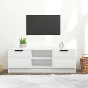 Comoda TV, alb extralucios, 102x35x36,5 cm, lemn prelucrat 1, Alb foarte lucios