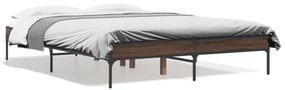 845050 vidaXL Cadru de pat, stejar maro, 120x190 cm, lemn prelucrat și metal