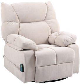 HOMCOM Fotoliu Reclinabil 145° cu Masaj și Încălzire cu 5 Programe și 8 Puncte Vibrante, Buzunare de Depozitare, Bej | Aosom Romania