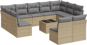 vidaXL Set canapele de grădină cu perne, 12 piese, bej, poliratan