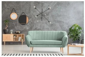 Canapea cu tapițerie din catifea Mazzini Sofas Sardaigne, 158 cm, verde mentol