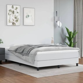 3120695 vidaXL Cadru de pat, alb, 140x190 cm, piele ecologică