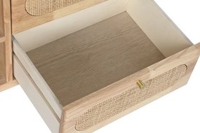 Comoda TV natur , din lemn de cauciuc si rattan „Rustic Serenity”