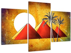 Tablou cu piramidele egiptene pictate (90x60 cm)