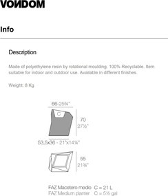 Ghiveci de flori / Jardiniera plante design decorativ modern pentru amenajari interioare si exterioare, FAZ PLANTER 54021R Vondom