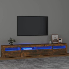 3152727 vidaXL Comodă TV cu lumini LED, stejar fumuriu, 240x35x40cm