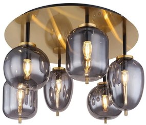 Plafoniera cu 6 surse de iluminat design modern Blacky I negru mat, alama