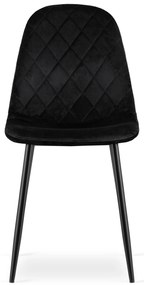 Set de dining 1 + 4, masa neagra ADRIA 120x80 cm + scaun de catifea neagra ASTI cu picioare negre