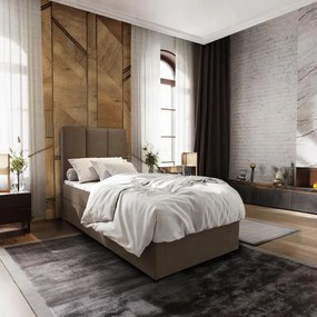 Pat boxspring tapitat MERALIS 100x200 cm maro Saltele: Saltea cu arcuri Bonell