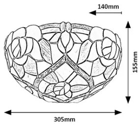 Brilagi - Aplică de perete Tiffany cu vitralii GARLAN 1xE14/40W/230V