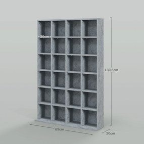 HOMCOM Mobilier de depozitare multimedia 480 CD-uri/312 DVD-uri - bibliotecă din lemn cu rafturi reglabile, 89 x 130,5 cm, gri | Aosom Romania
