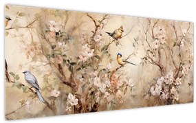 Tablou - Pictură de păsări de epocă II. (120x50 cm)