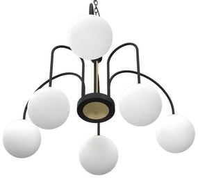 Lustră pe lanț CAMBRIDGE 6xE14/60W/230V neagră/alamă