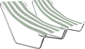 Set de 2 sezlonguri pliante pentru plaja SAND, dungi verde deschis