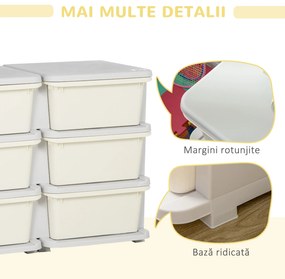 HOMCOM Comodă cu 6 Sertare pentru Copii 3-6 Ani cu Margini Rotunjite, din PP Crem, 75x37x56.5 cm | Aosom Romania