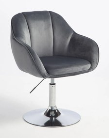 HR2055N Scaun Grafit din Catifea cu Bază Cromata