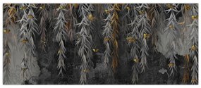 Tablou - Crenguțe de salcie, fundal negru (120x50 cm)