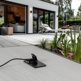 Priză dublă încastrabilă de podea de exterior Solight 5B323B IP55 negru dreptunghiular